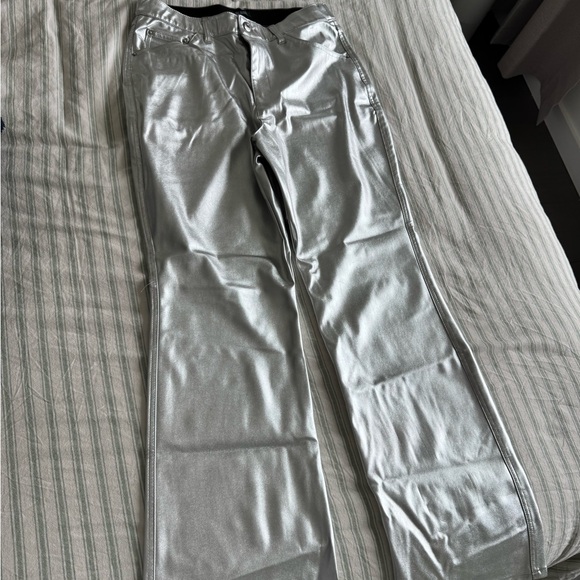 Wild Fable Metallic Silver Flare Pants - Picture 2 of 3
